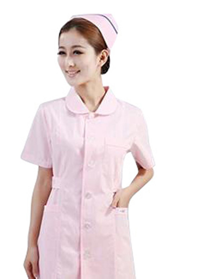 夏天粉紅色護士服短袖