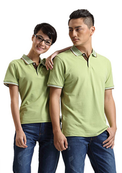 淺綠色雙股純棉T恤工作服